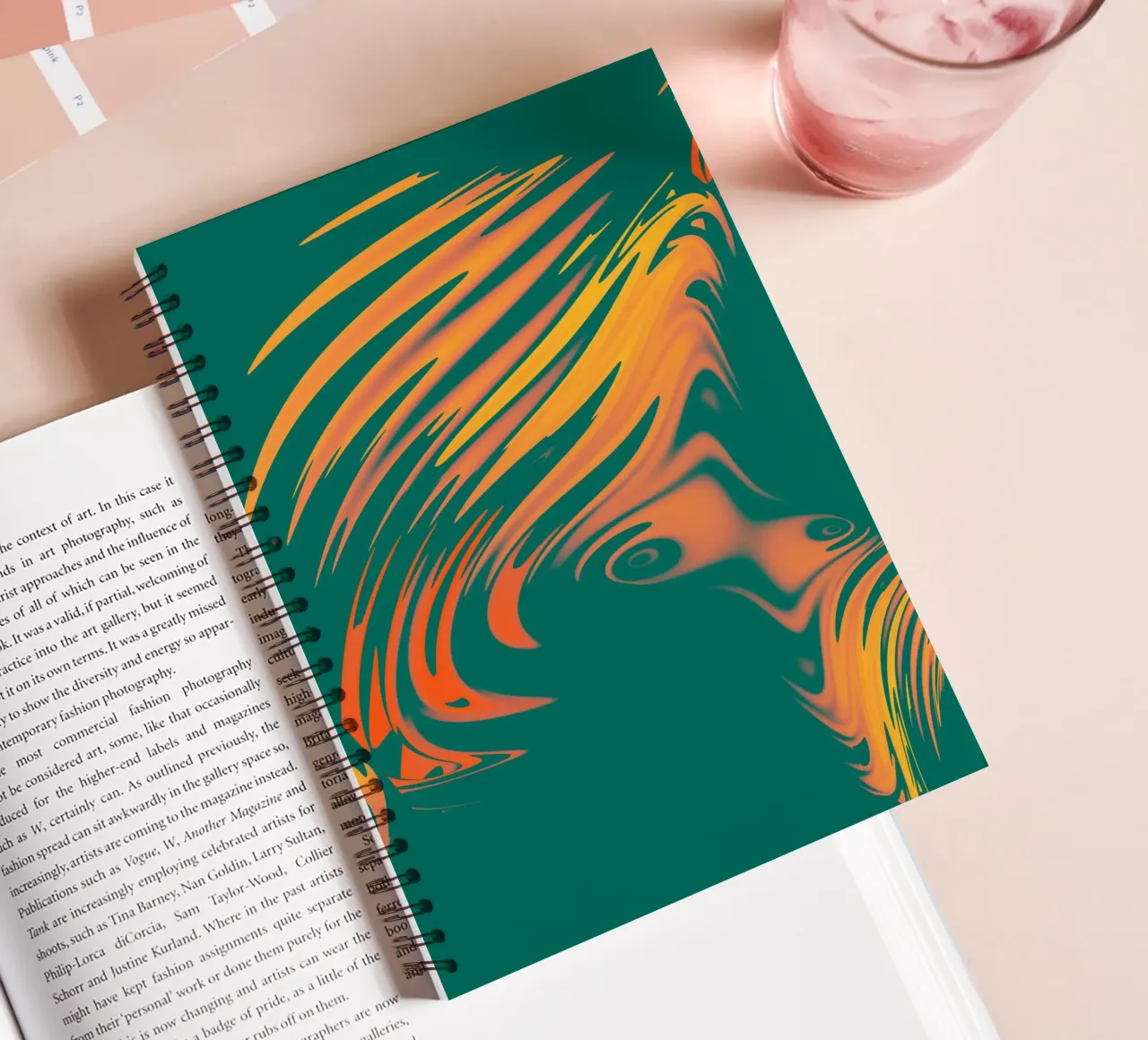 Abstract colourful pattern Lines and waves spiral notebook by Something for you