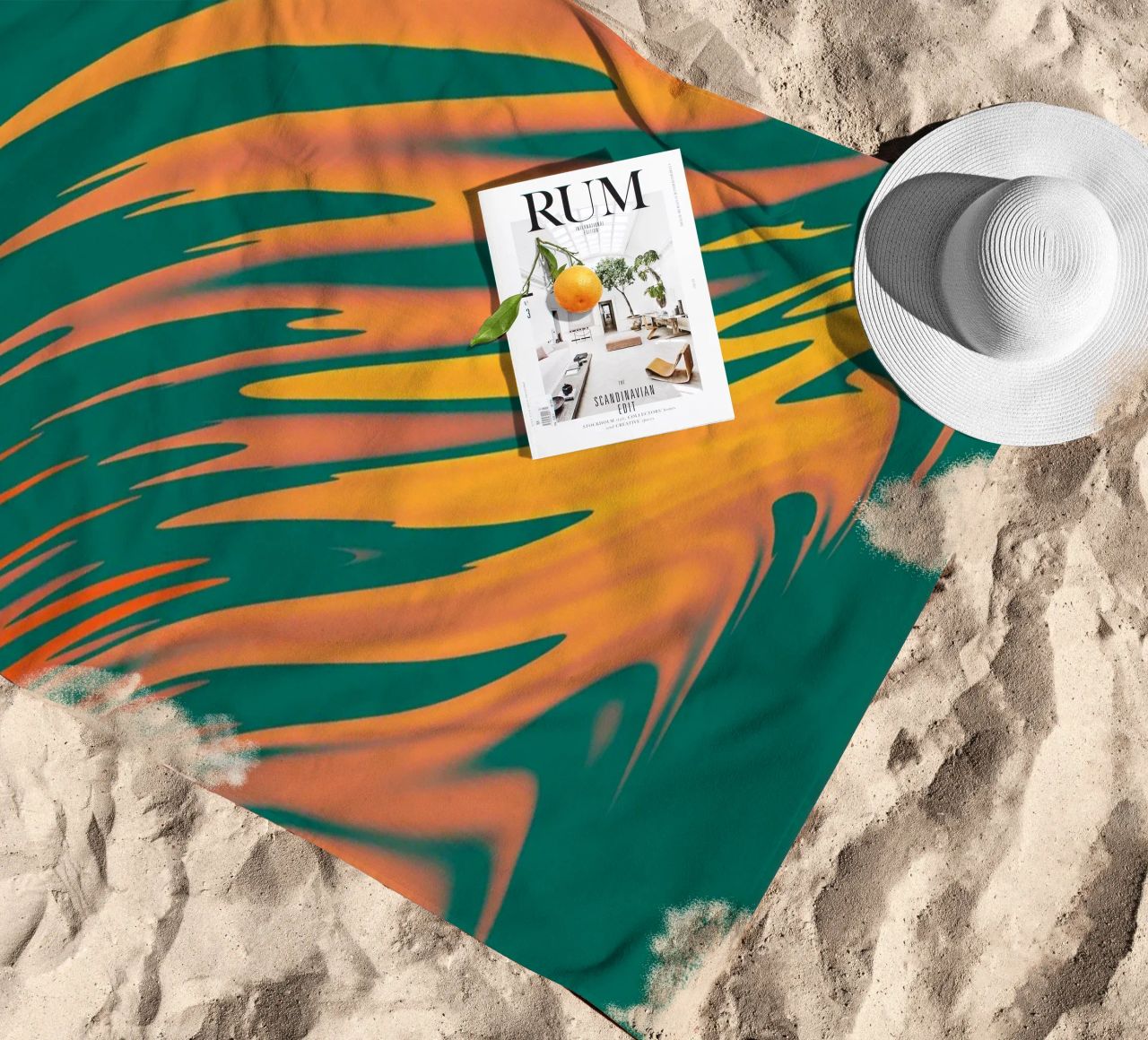 Abstract colourful pattern Lines and waves beach towel by Something for you