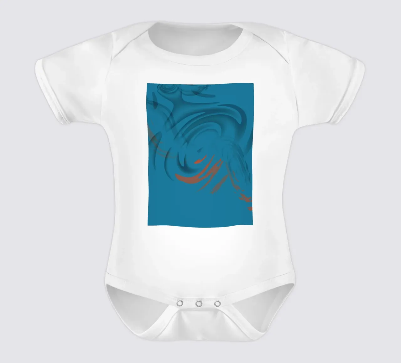Abstract blue circular fractal pattern short-sleeve baby romper by Something for you