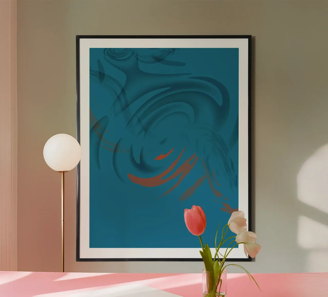 Motif fractal circulaire bleu abstrait poster de Something for you