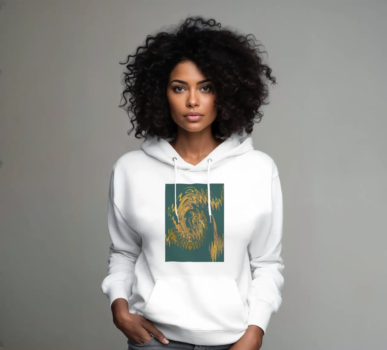 Motif abstrait vert jaune circulaire fractal sweat à capuche de Something for you