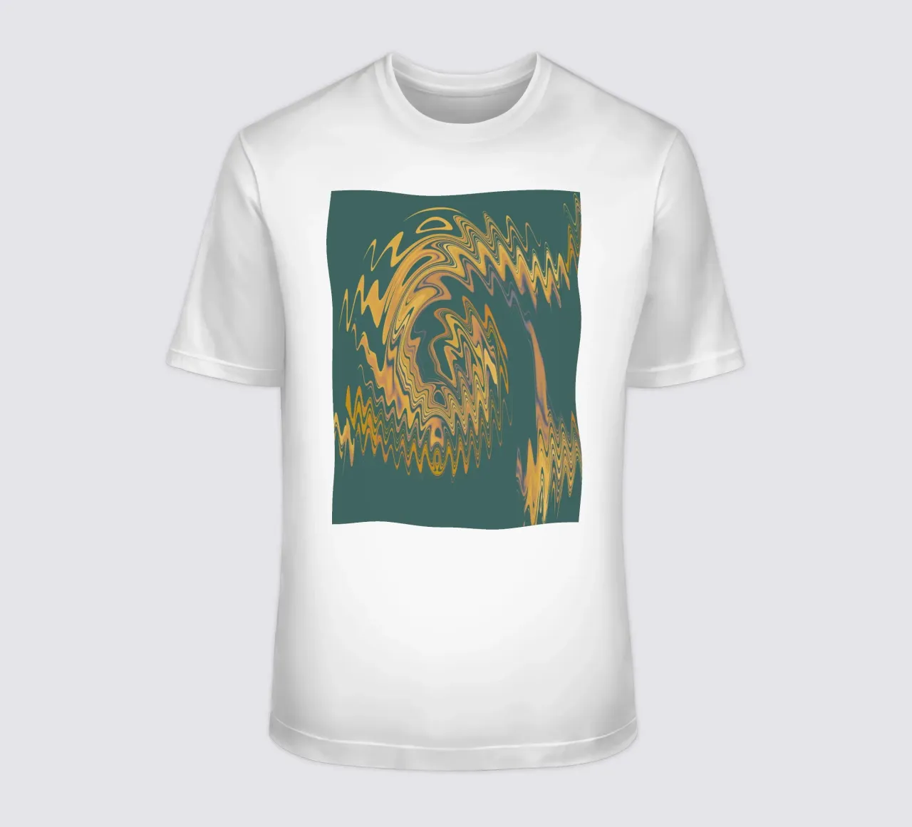 Motif abstrait vert jaune circulaire fractal t-shirt de Something for you