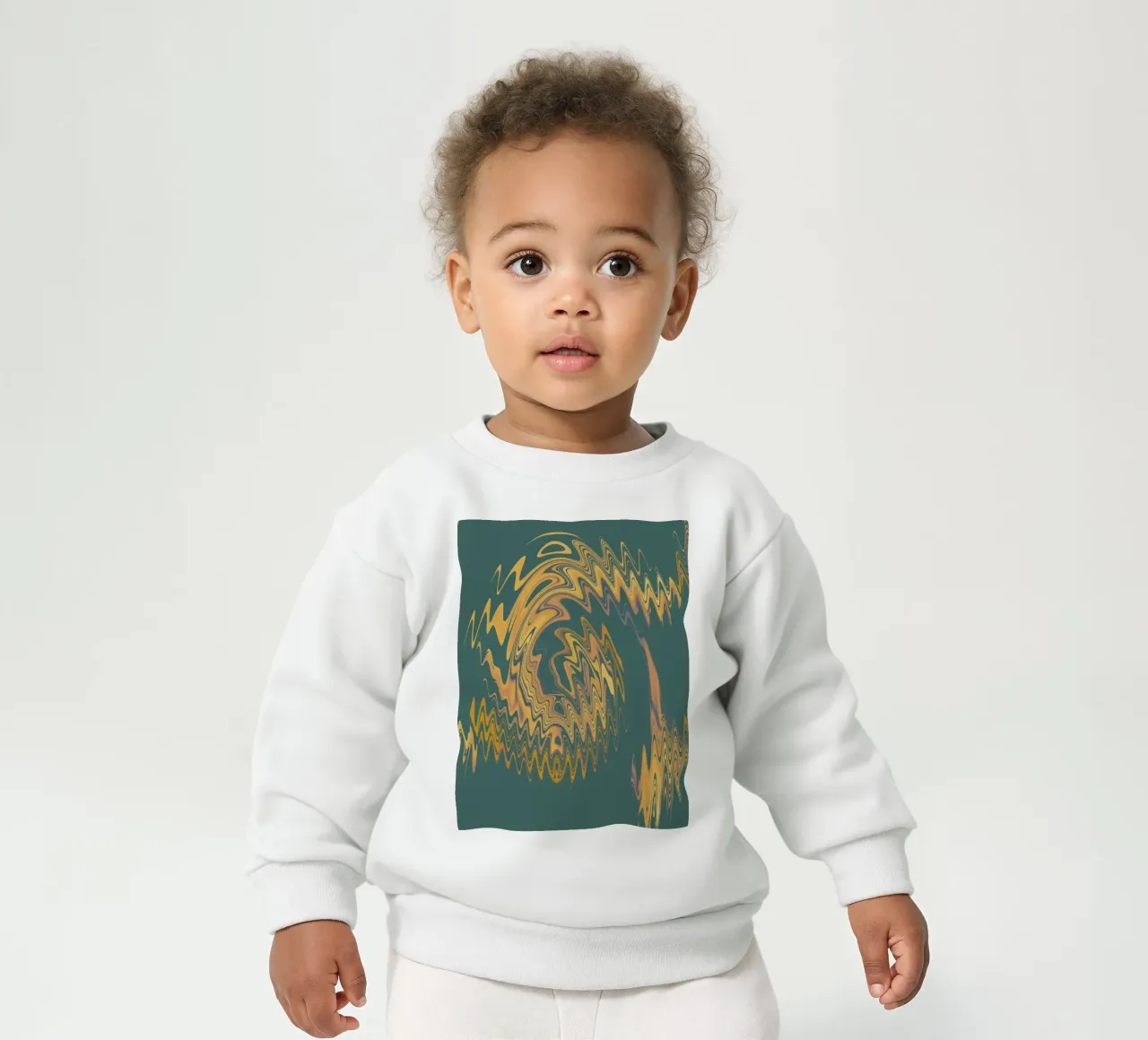 Motif abstrait vert jaune circulaire fractal sweat pour bébé de Something for you