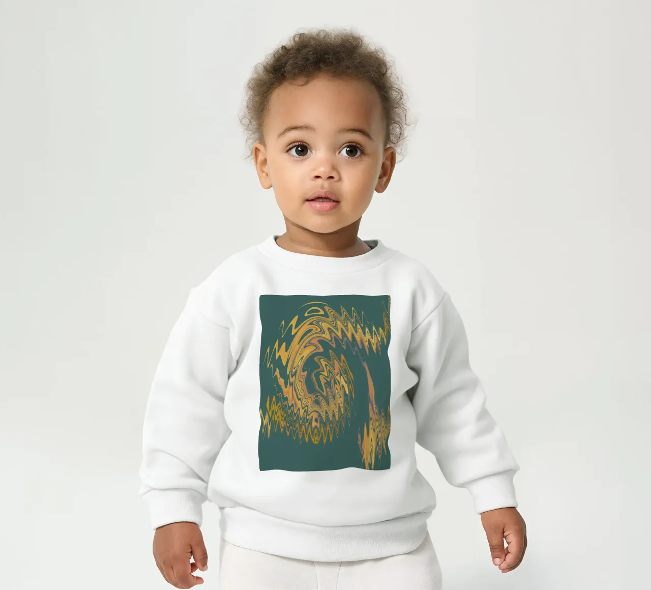 Motif abstrait vert jaune circulaire fractal sweat pour bébé de Something for you