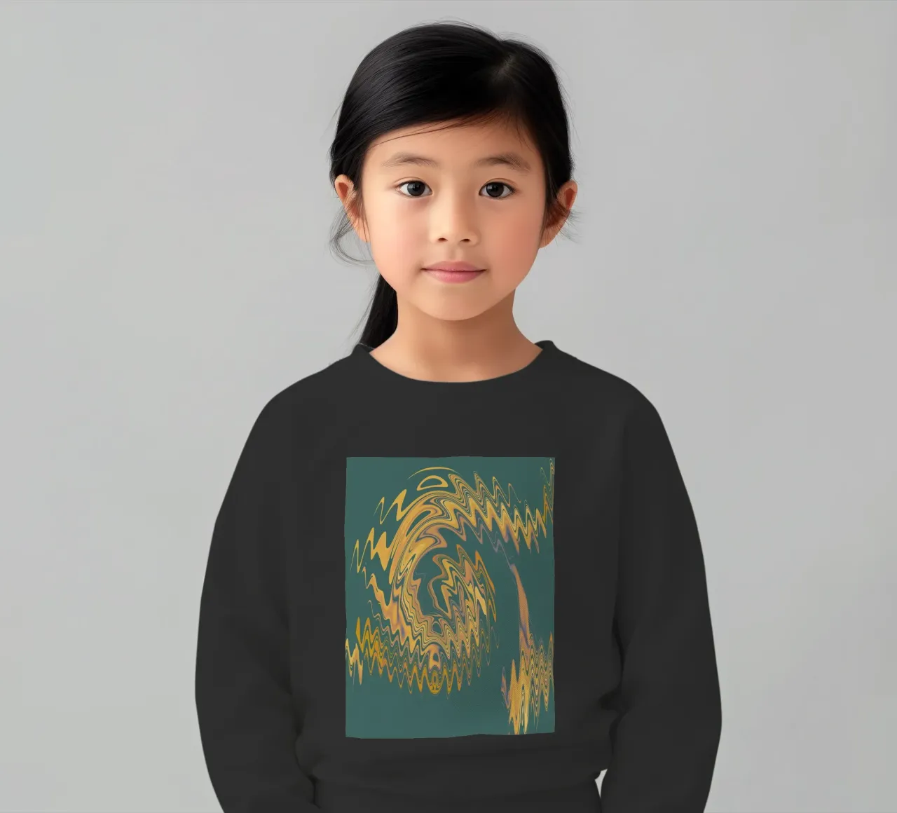 Motif abstrait vert jaune circulaire fractal sweat enfant de Something for you