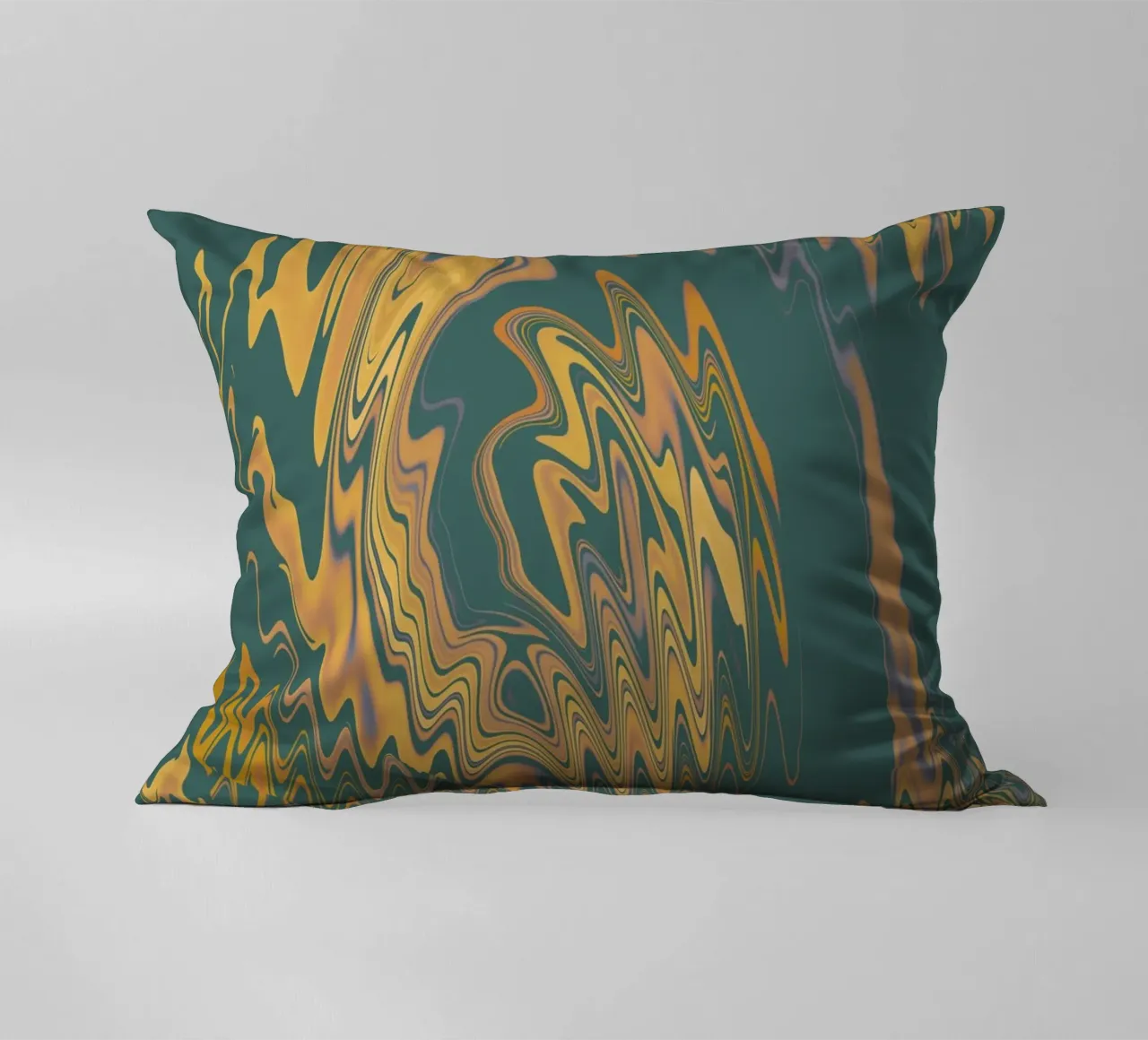 Abstract green and yellow circular fractal pattern decorative cushion by Something for you