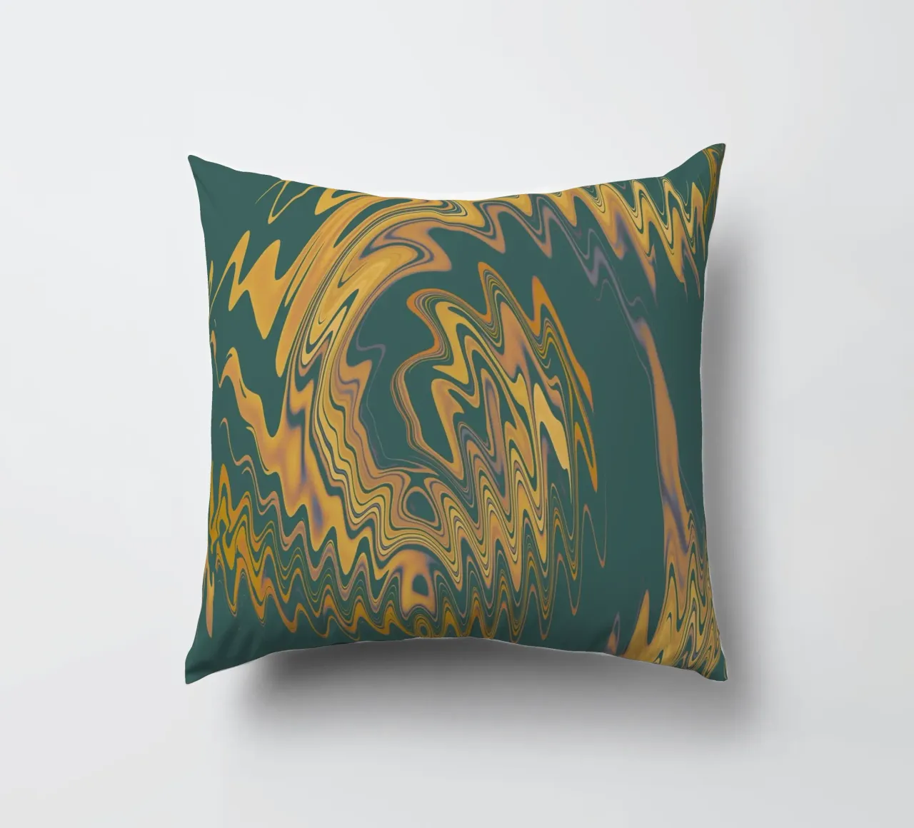 Abstract green and yellow circular fractal pattern decorative cushion by Something for you