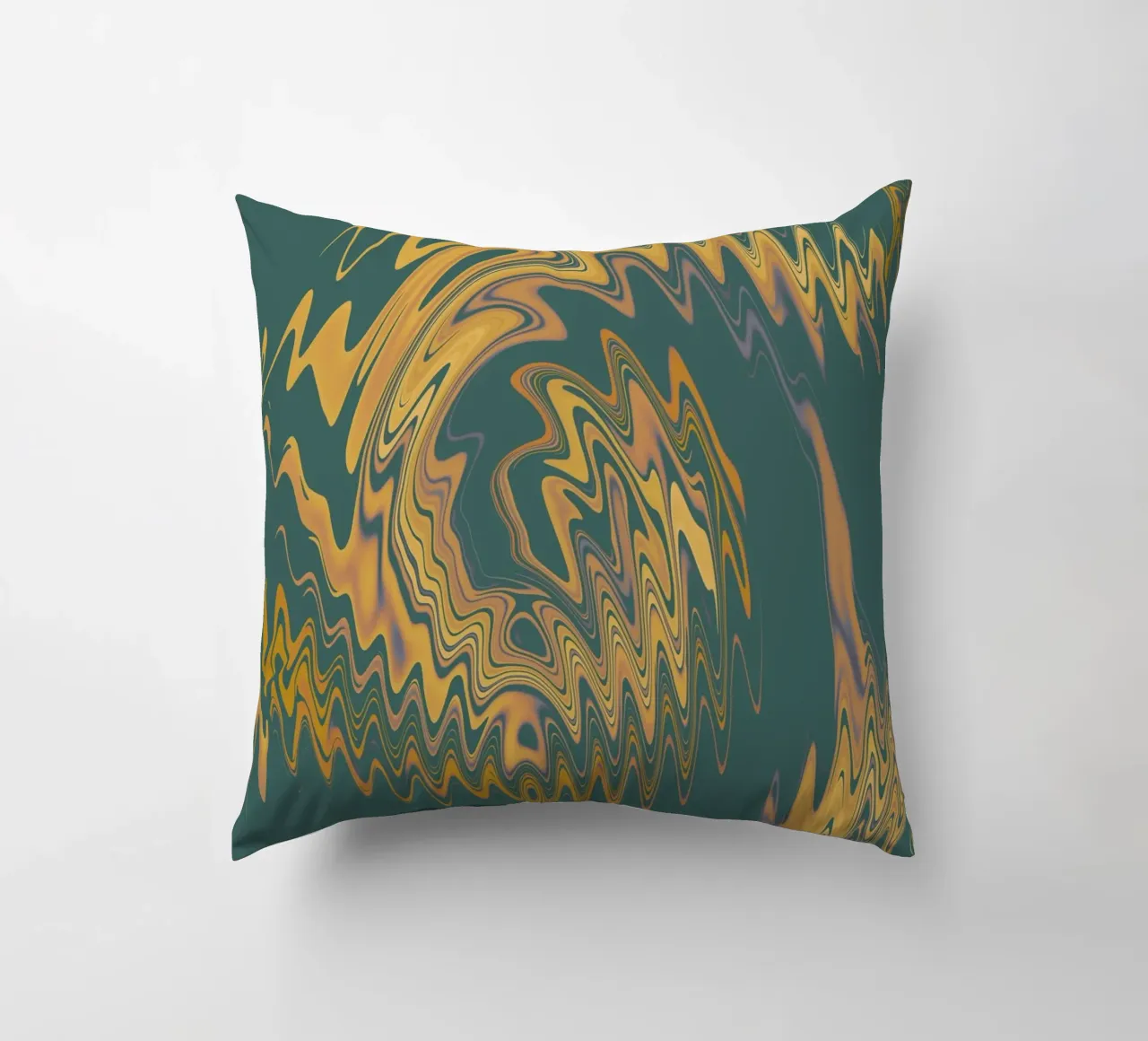 Abstract green and yellow circular fractal pattern decorative cushion by Something for you