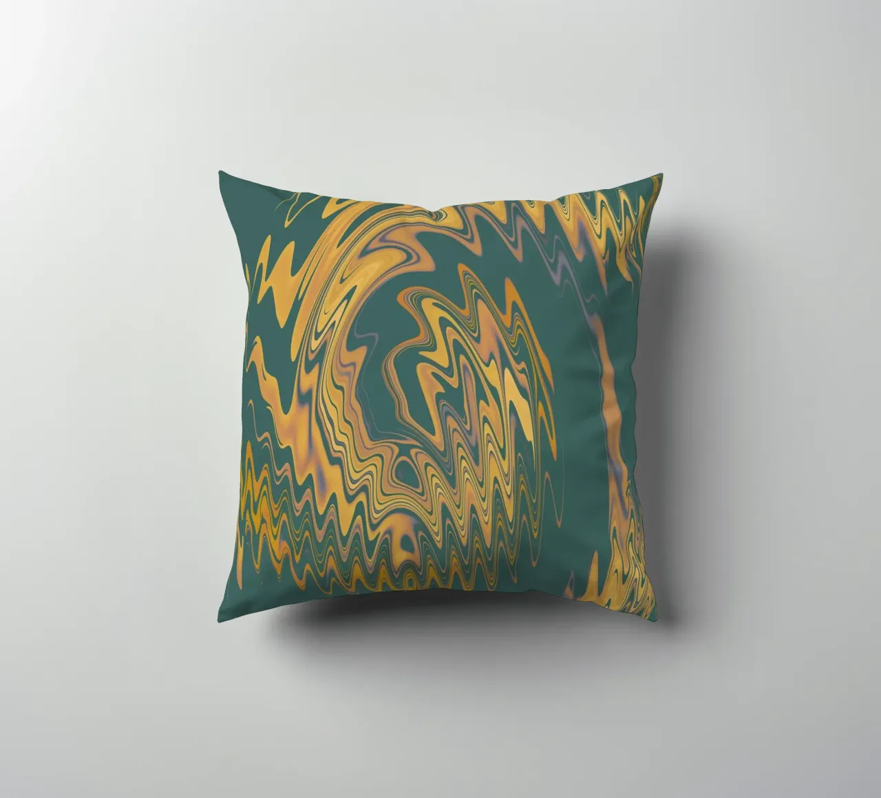 Abstract green and yellow circular fractal pattern decorative cushion by Something for you