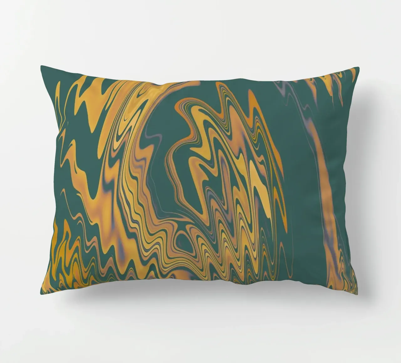 Abstract green and yellow circular fractal pattern decorative cushion by Something for you