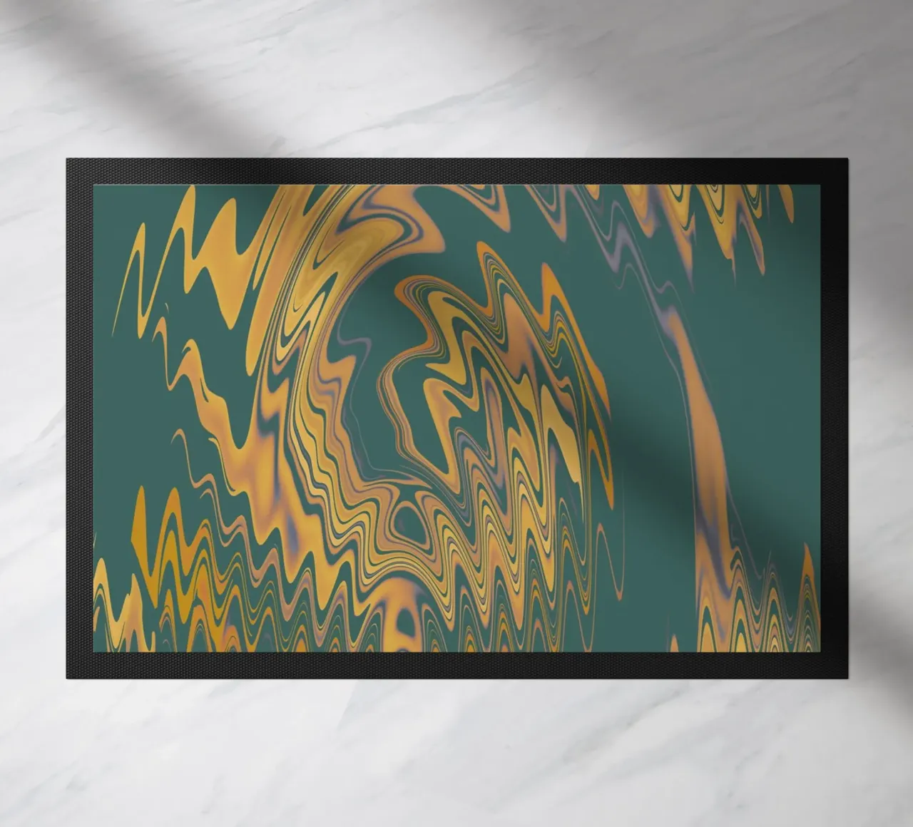 Motif abstrait vert jaune circulaire fractal paillasson de Something for you