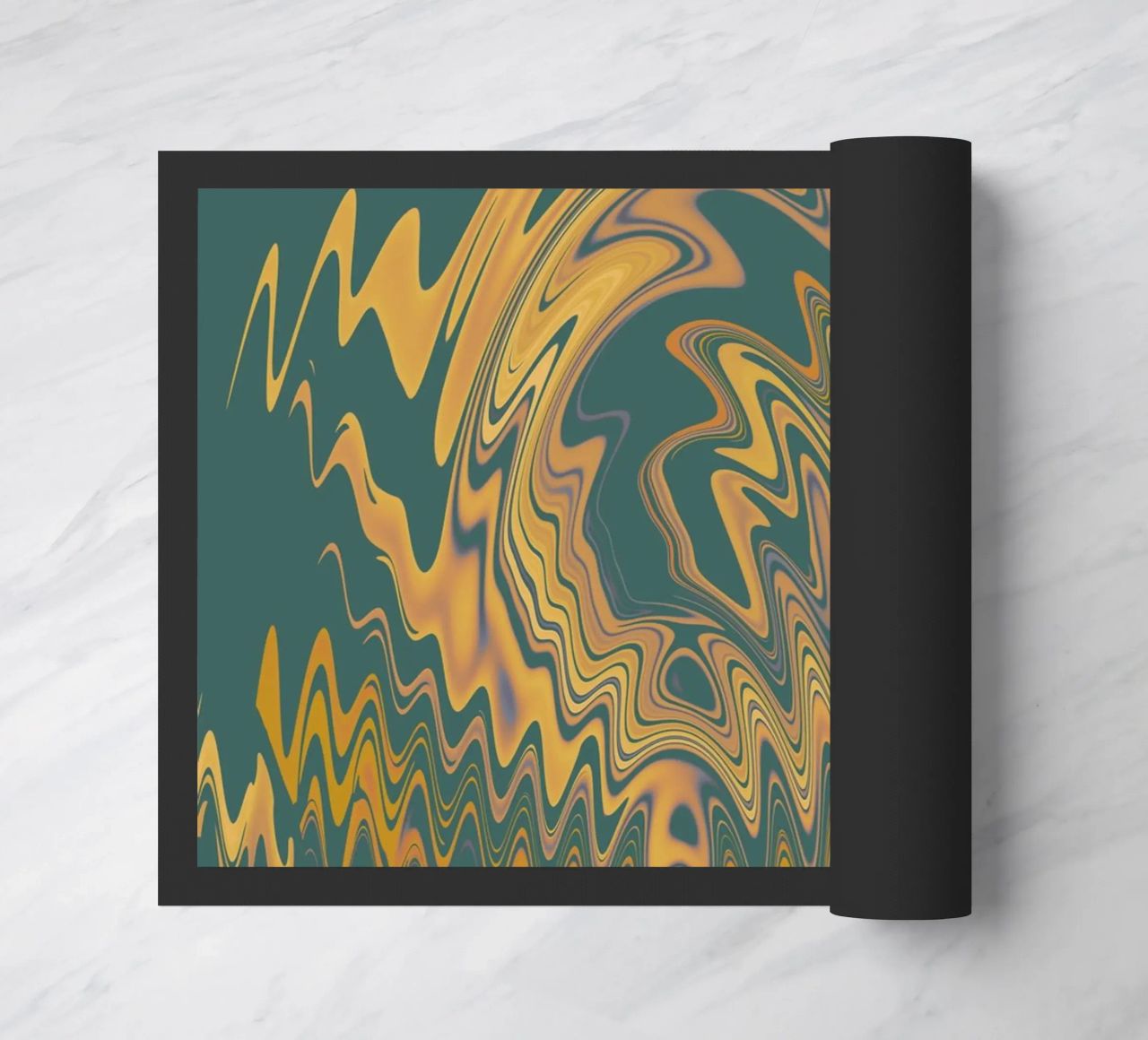 Motif abstrait vert jaune circulaire fractal paillasson de Something for you
