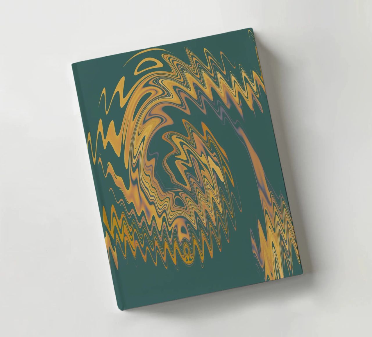 Abstract green and yellow circular fractal pattern notebook by Something for you
