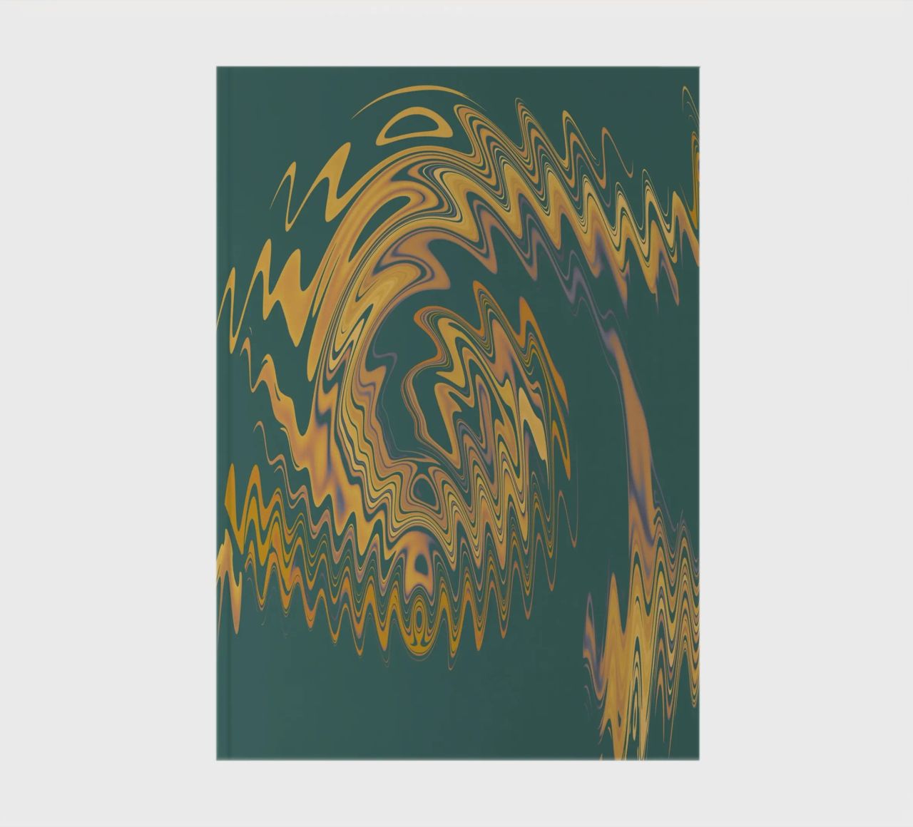 Abstract green and yellow circular fractal pattern notebook by Something for you