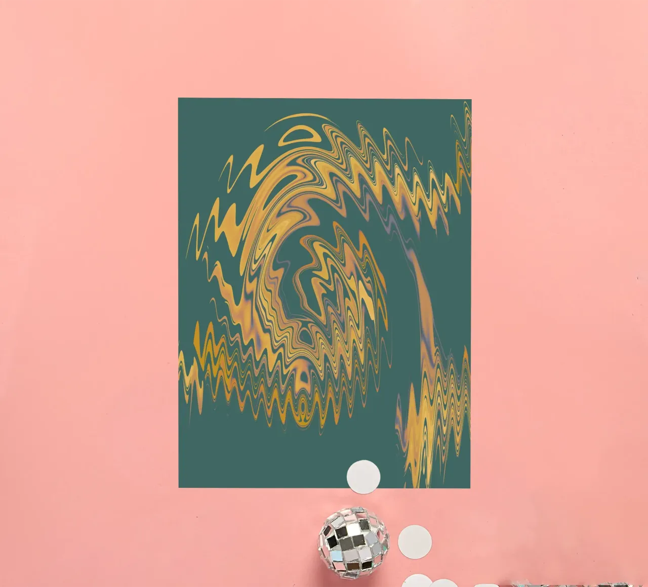 Motif abstrait vert jaune circulaire fractal autocollant de Something for you