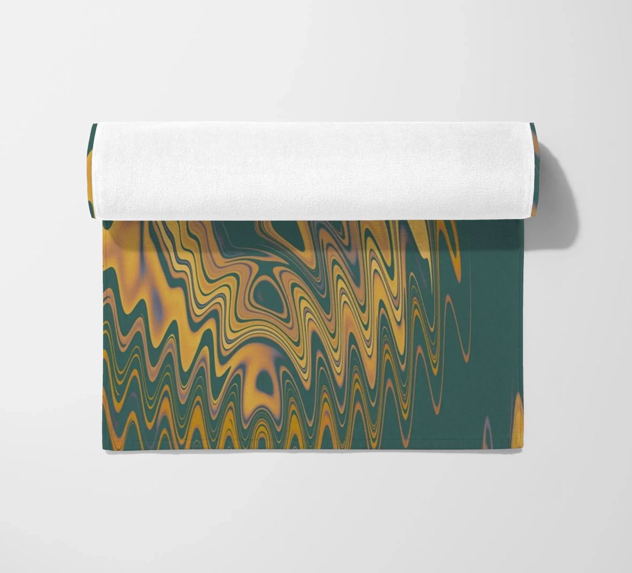 Motif abstrait vert jaune circulaire fractal serviette de plage de Something for you