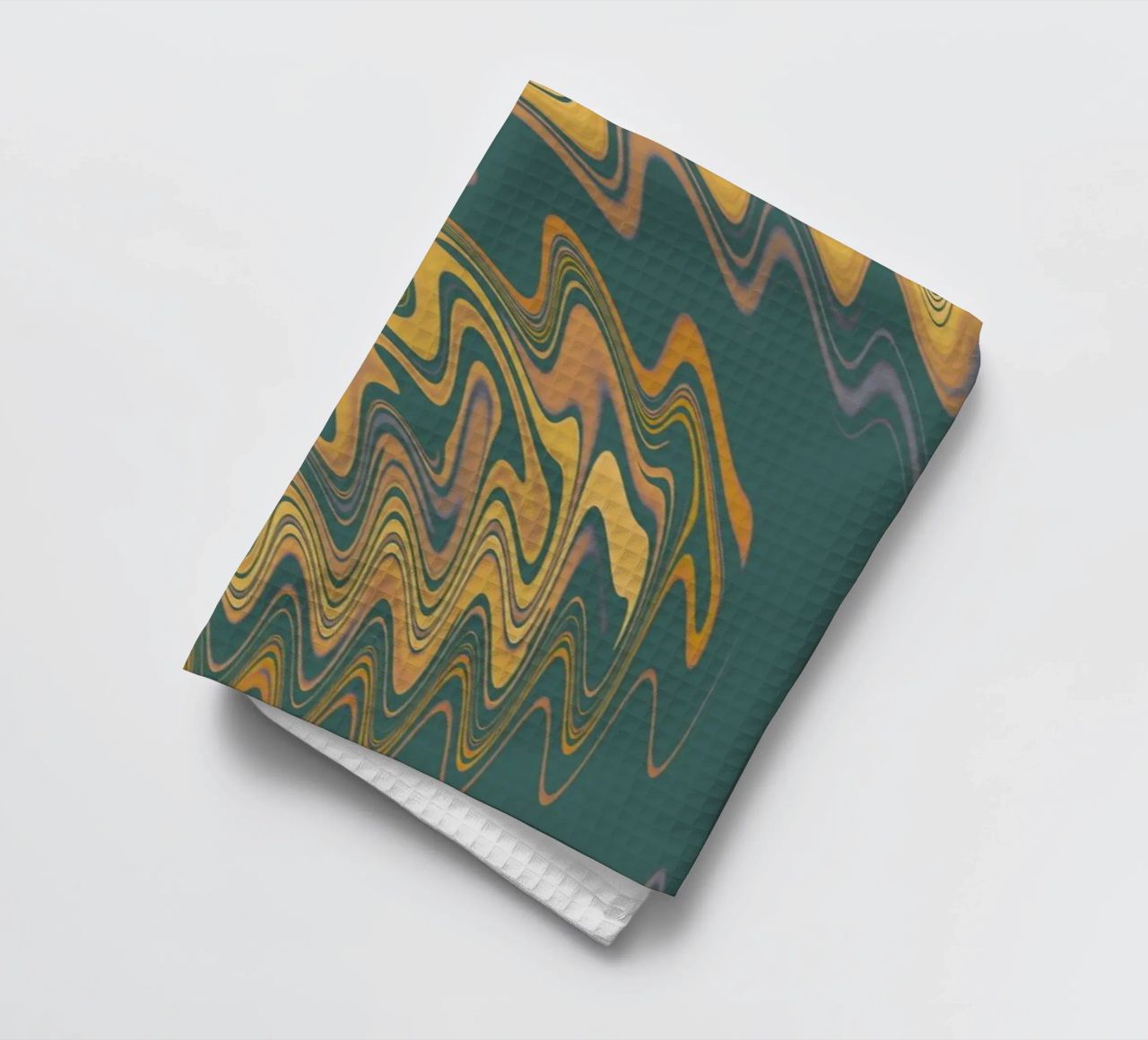 Modello frattale circolare astratto verde e giallo canovaccio da cucina da Something for you