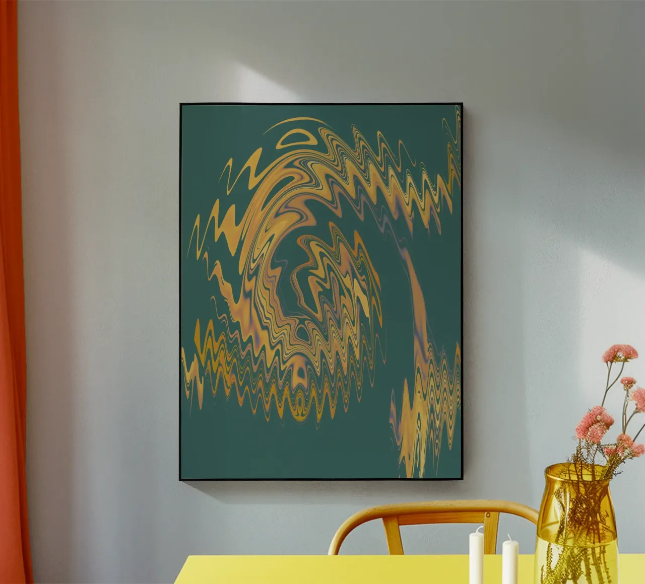 Abstract green and yellow circular fractal pattern acrylic glass by Something for you