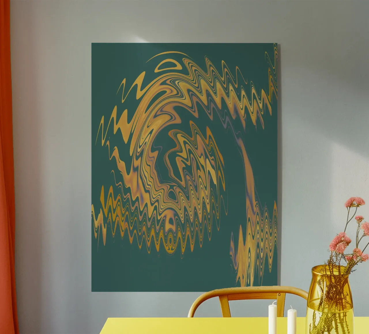 Abstract green and yellow circular fractal pattern acrylic glass by Something for you