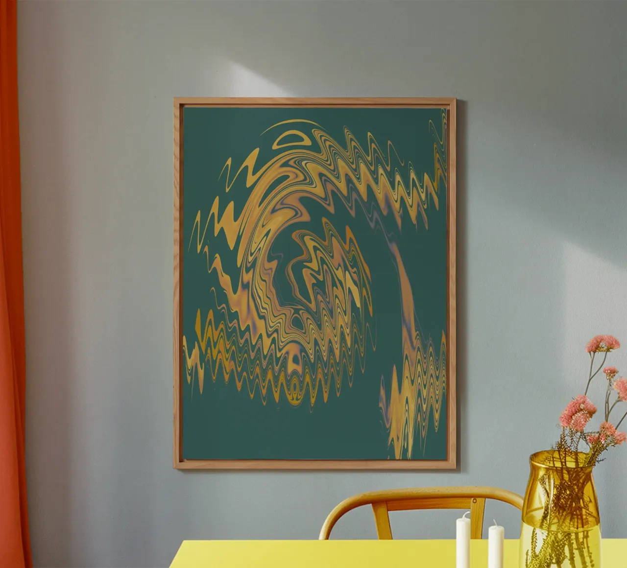 Motif abstrait vert jaune circulaire fractal alu dibond de Something for you