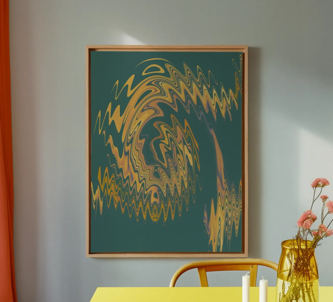 Abstract green and yellow circular fractal pattern canvas by Something for you