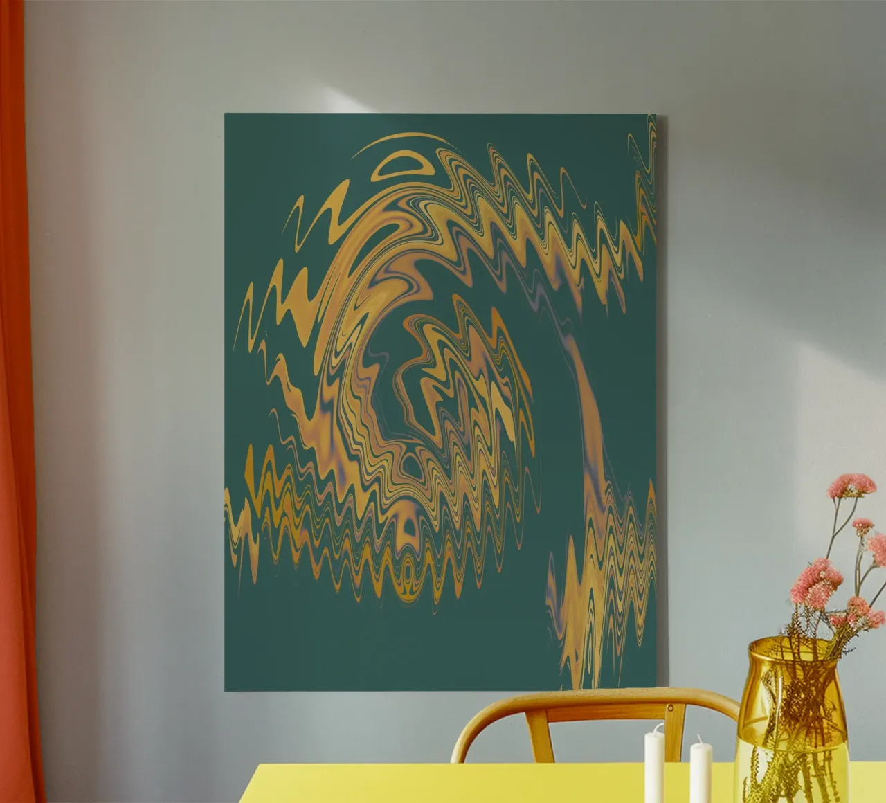 Abstract green and yellow circular fractal pattern canvas by Something for you