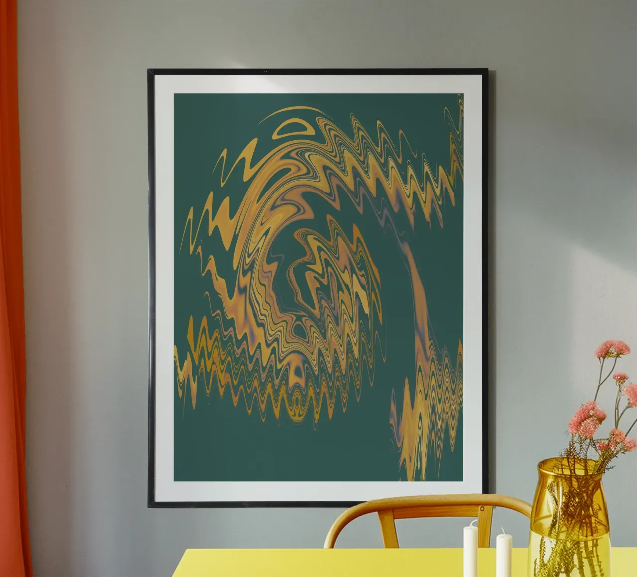 Modello frattale circolare astratto verde e giallo poster da Something for you