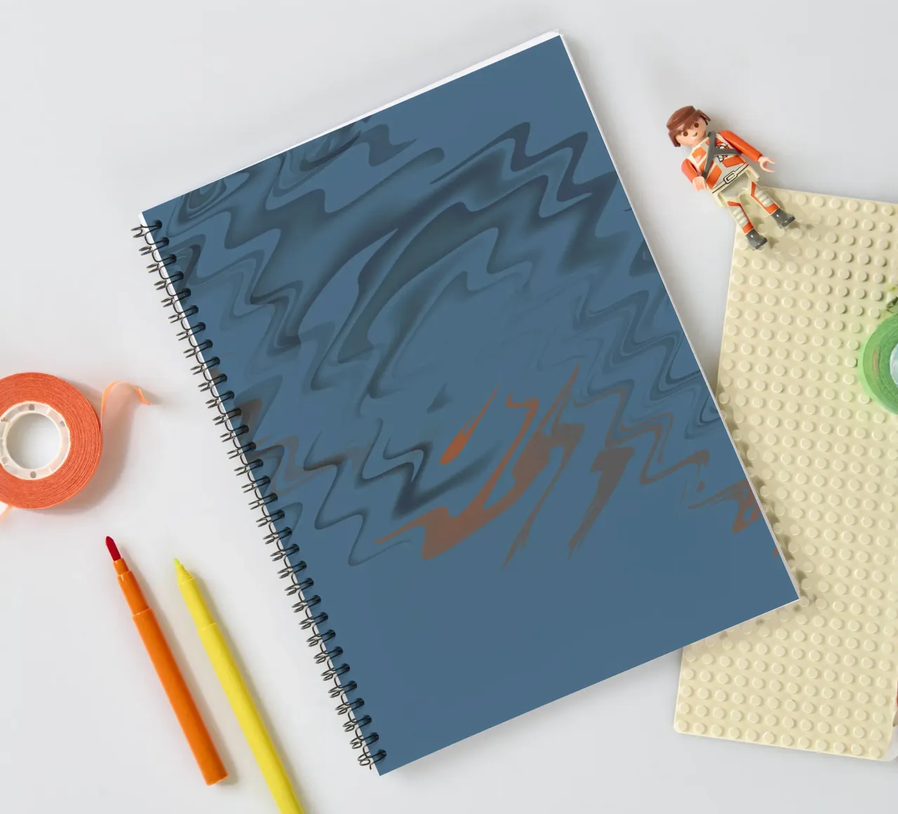 Abstract jagged blue wave pattern spiral notebook by Something for you