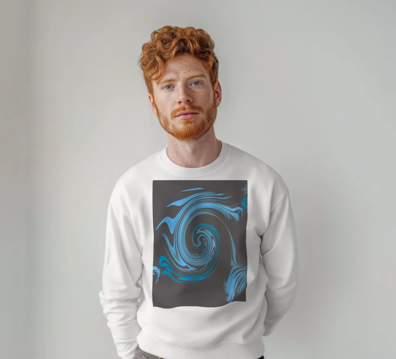 Abstract circular blue grey fractal pattern sweatshirt by Something for you