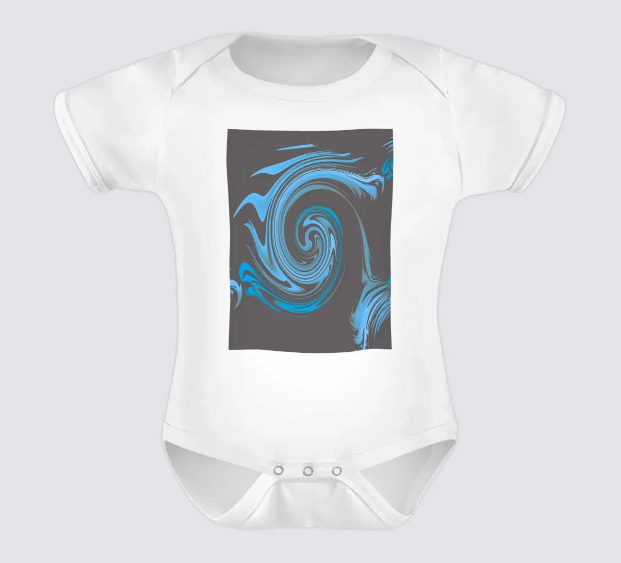 Abstract circular blue grey fractal pattern short-sleeve baby romper by Something for you