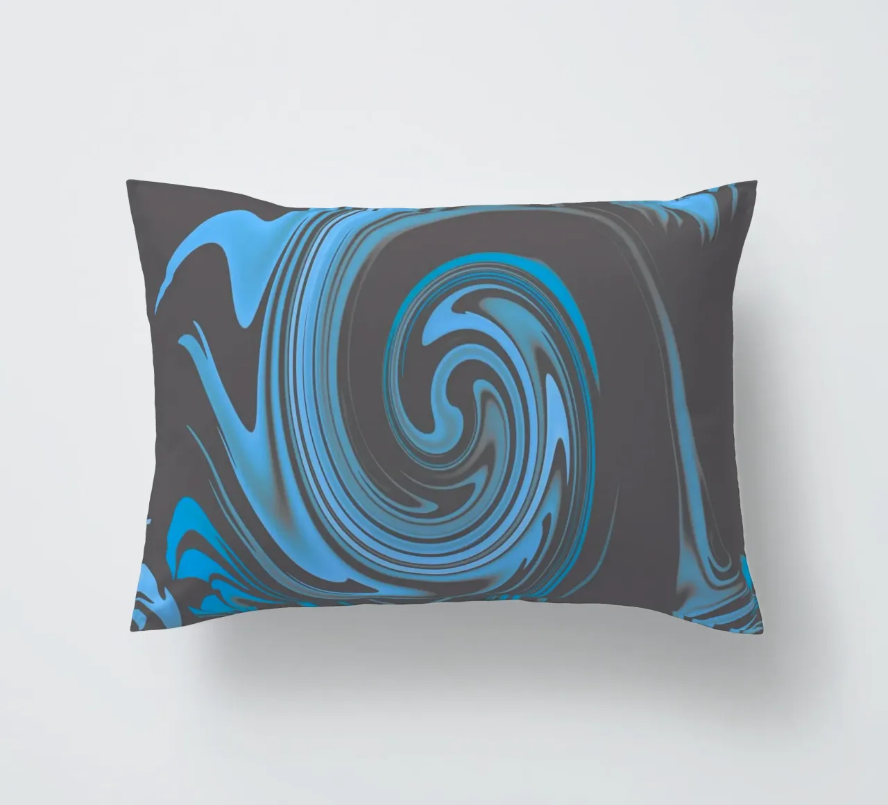 Abstraktes kreisförmiges blau graues Fraktal Muster Kissen von Something for you