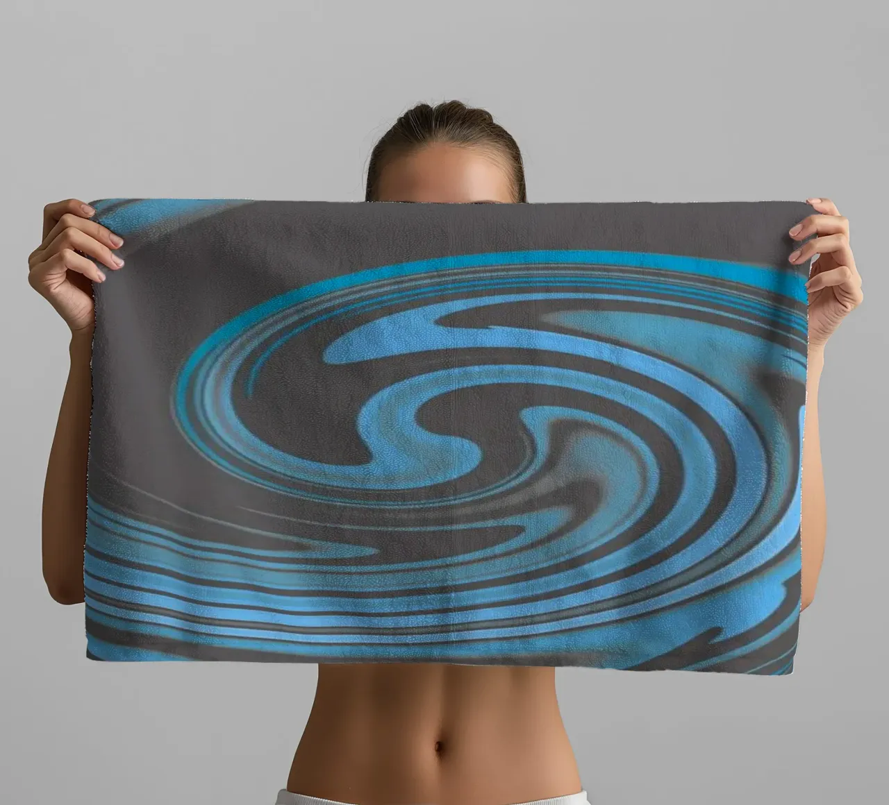 Abstract circular blue grey fractal pattern towel by Something for you
