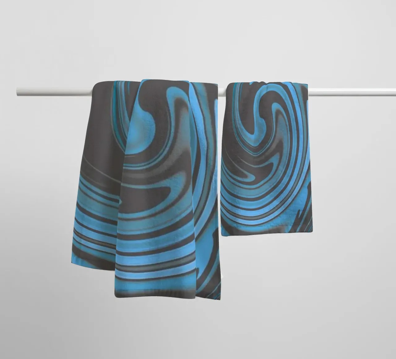 Abstract circular blue grey fractal pattern towel by Something for you