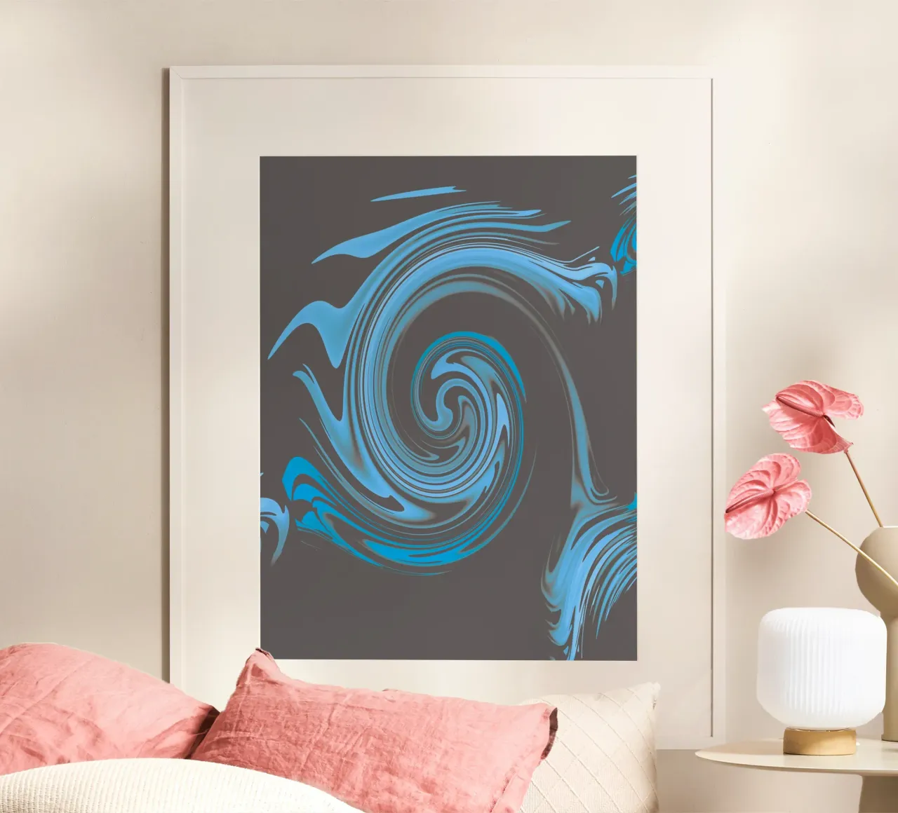 Abstract circular blue grey fractal pattern hahnemühle by Something for you