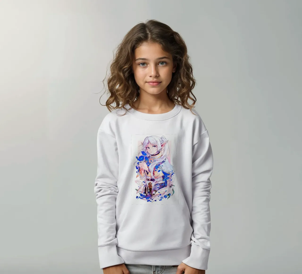 frieren con fiori blu felpa bambino da Evie Shop