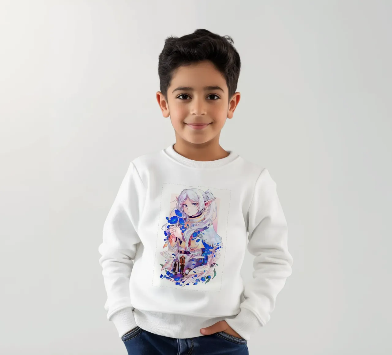 frieren con fiori blu felpa bambino da Evie Shop