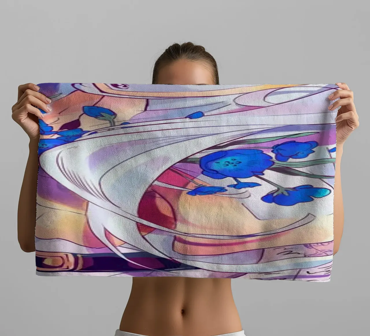 frieren con fiori blu asciugamano da bagno da Evie Shop