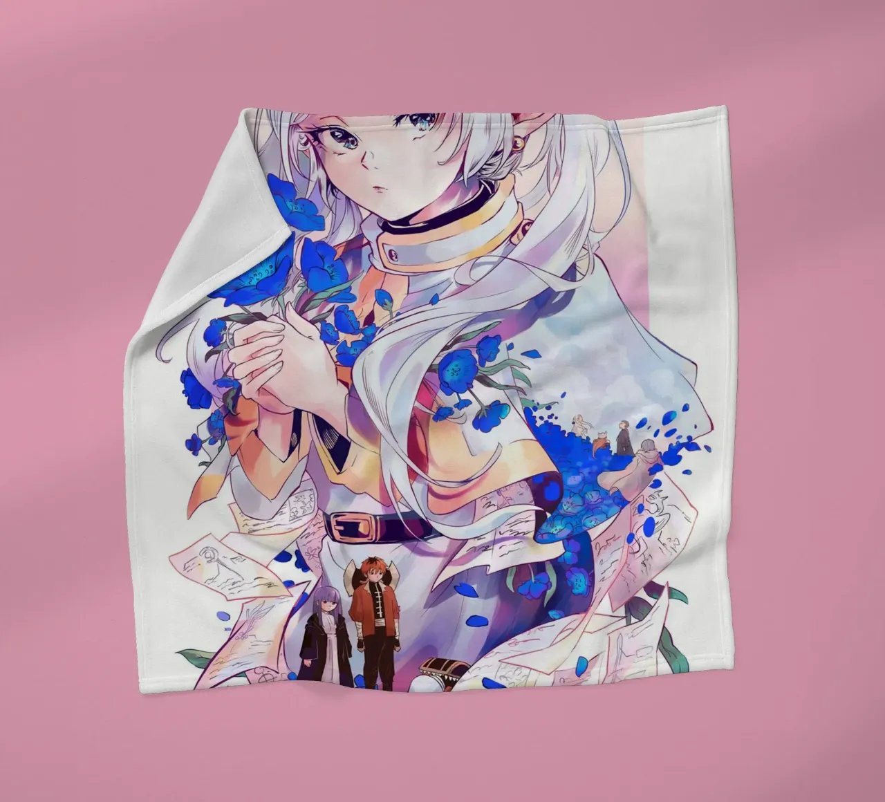 frieren con fiori blu coperta in pile da Evie Shop