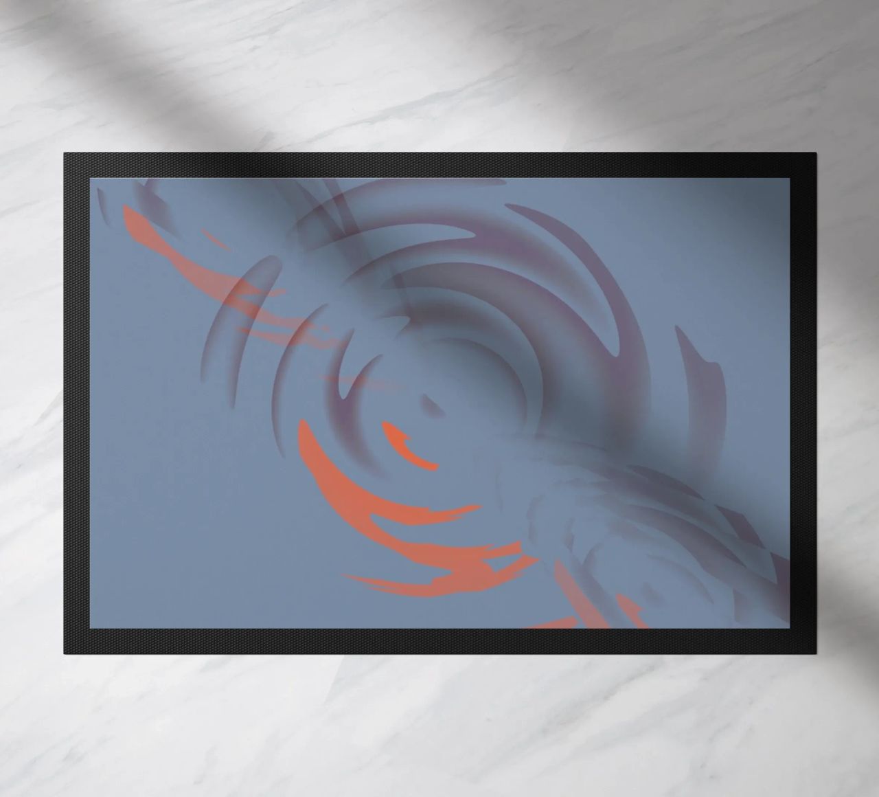 Abstract dynamic circular blue pattern doormat by Something for you