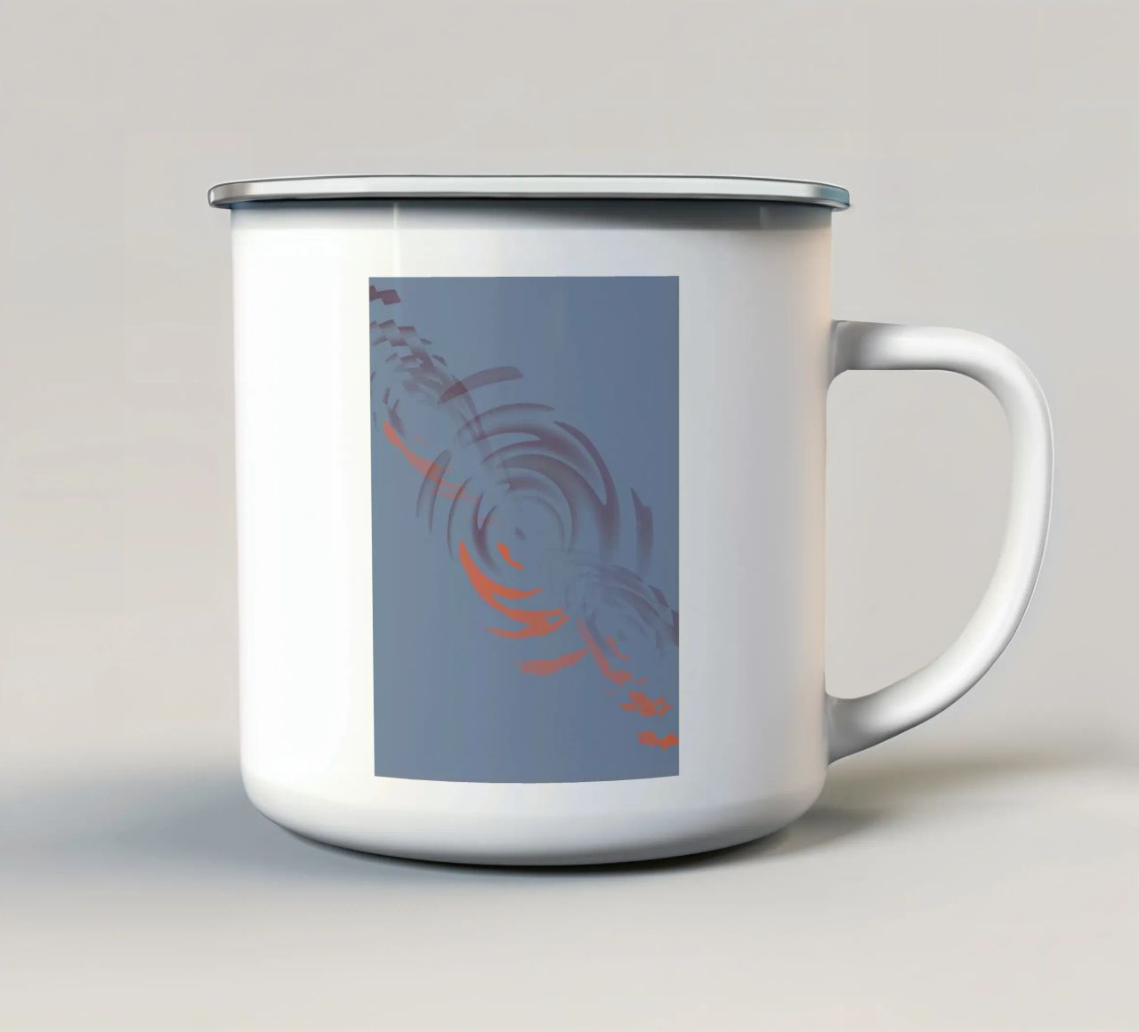 Abstract dynamic circular blue pattern enamel mug by Something for you