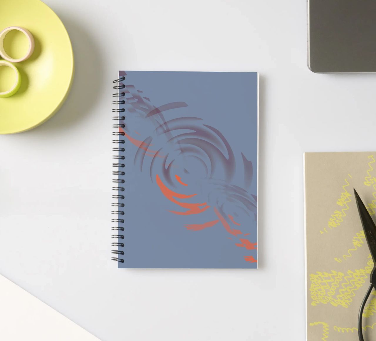 Disegno astratto dinamico circolare blu diario ad anelli da Something for you