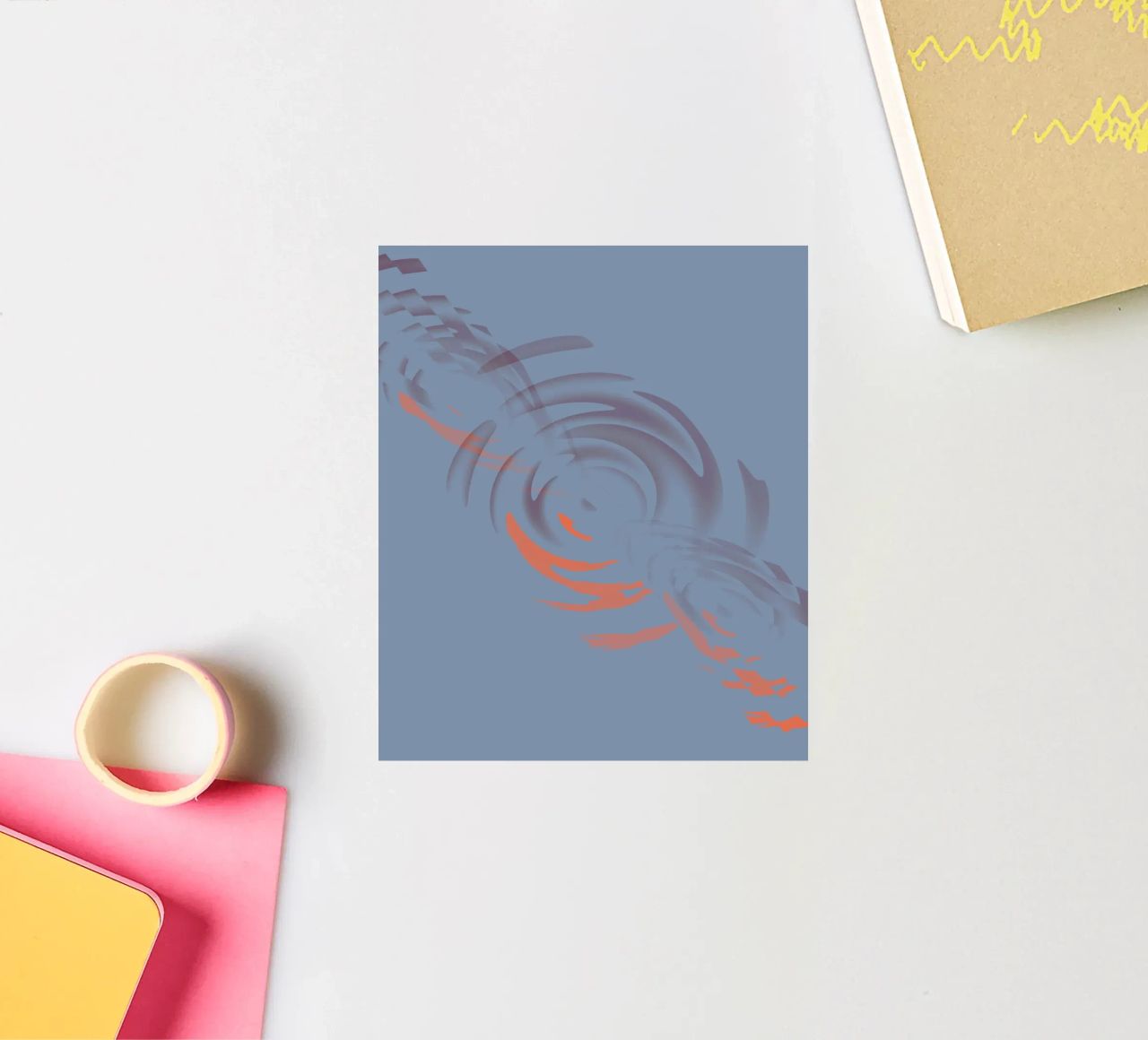 Disegno astratto dinamico circolare blu adesivo da Something for you