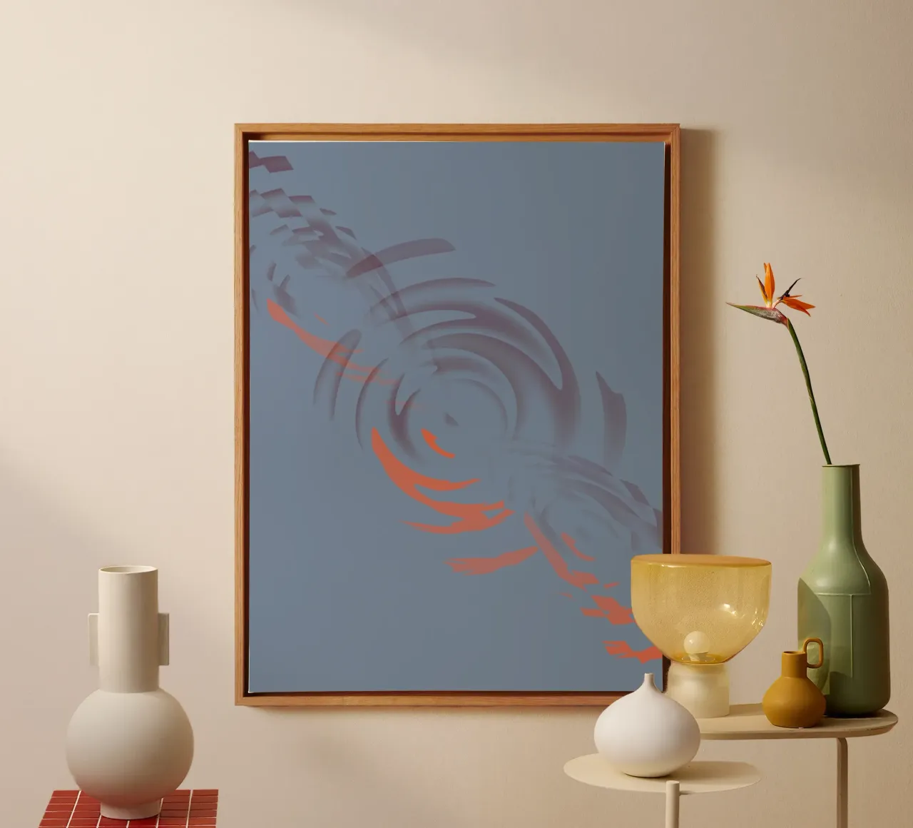 Abstract dynamic circular blue pattern canvas by Something for you