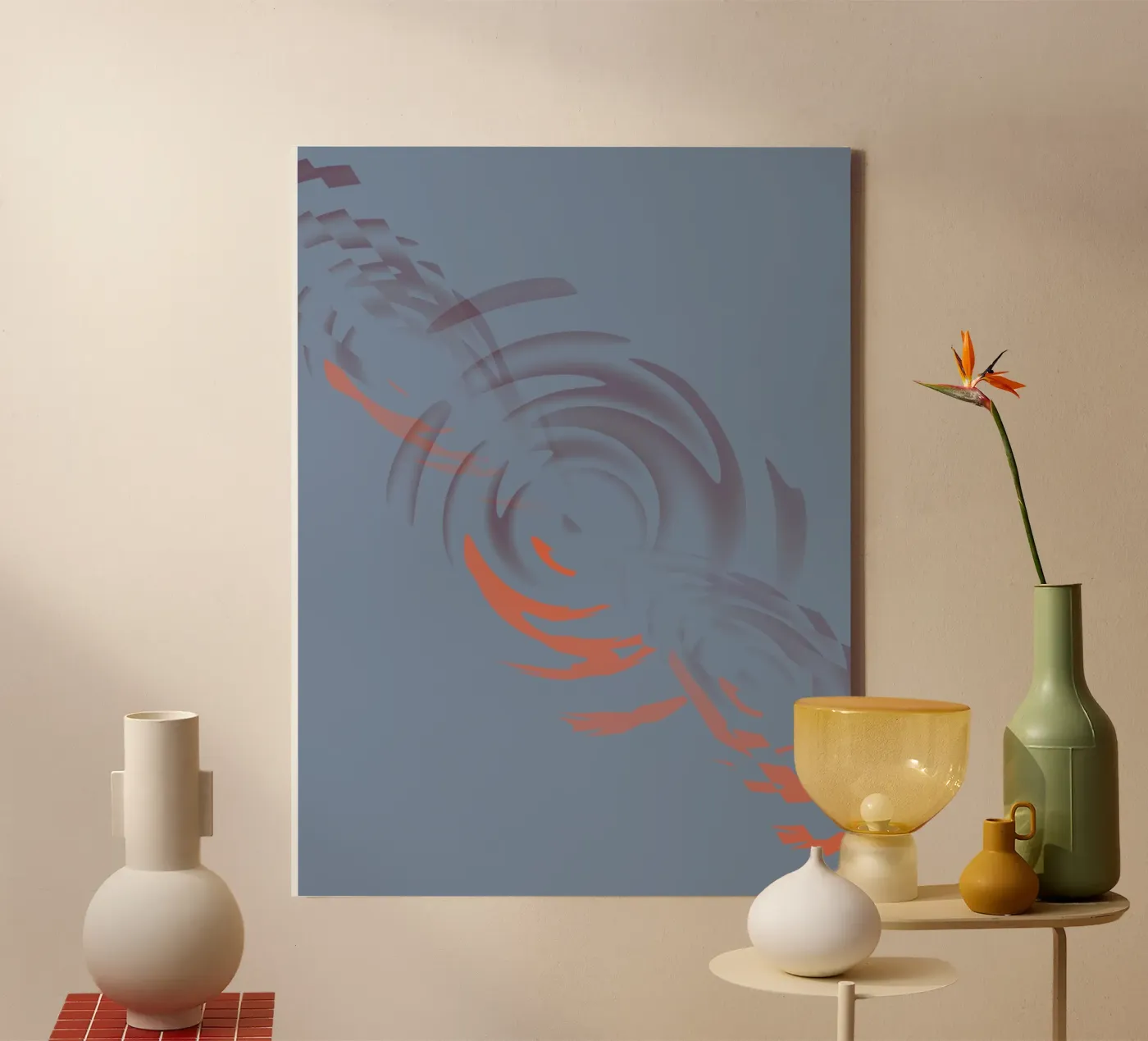 Abstract dynamic circular blue pattern canvas by Something for you