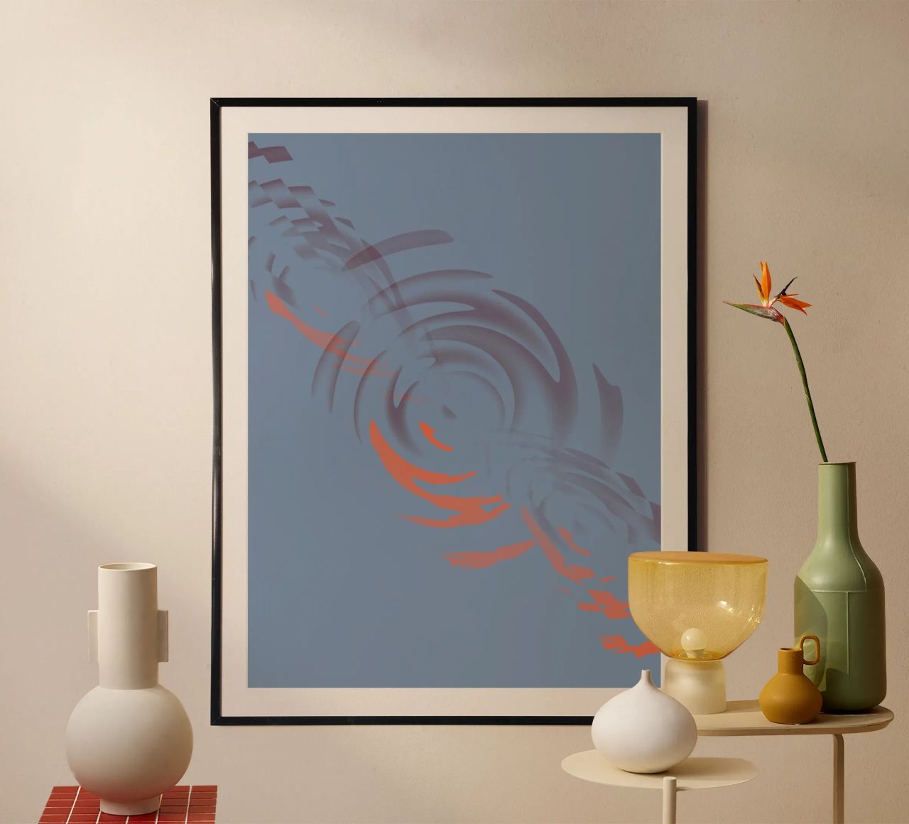 Abstract dynamic circular blue pattern hahnemühle by Something for you