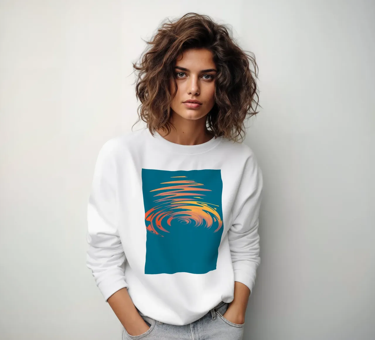 Abstract dynamic colourful circular wave pattern sweatshirt by Something for you