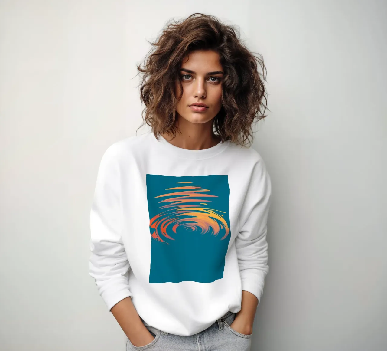 Abstract dynamic colourful circular wave pattern sweatshirt by Something for you