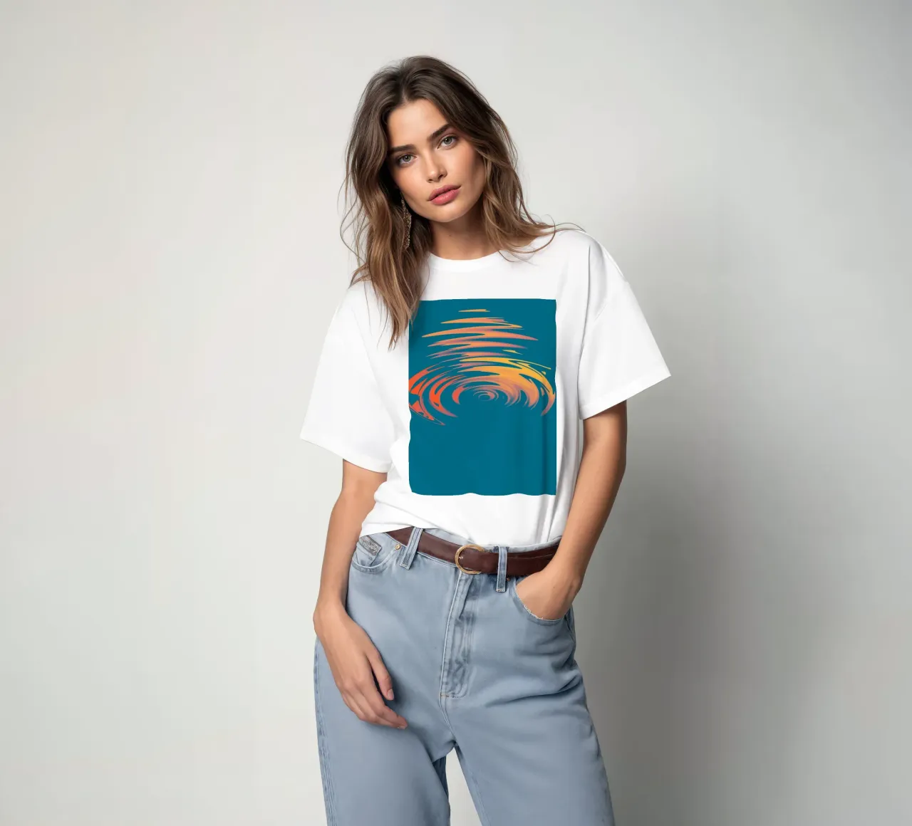 Abstract dynamic colourful circular wave pattern t-shirt by Something for you