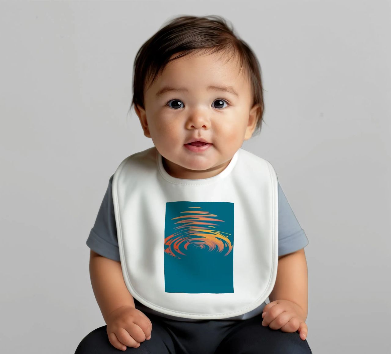 Abstract dynamic colourful circular wave pattern baby bib by Something for you