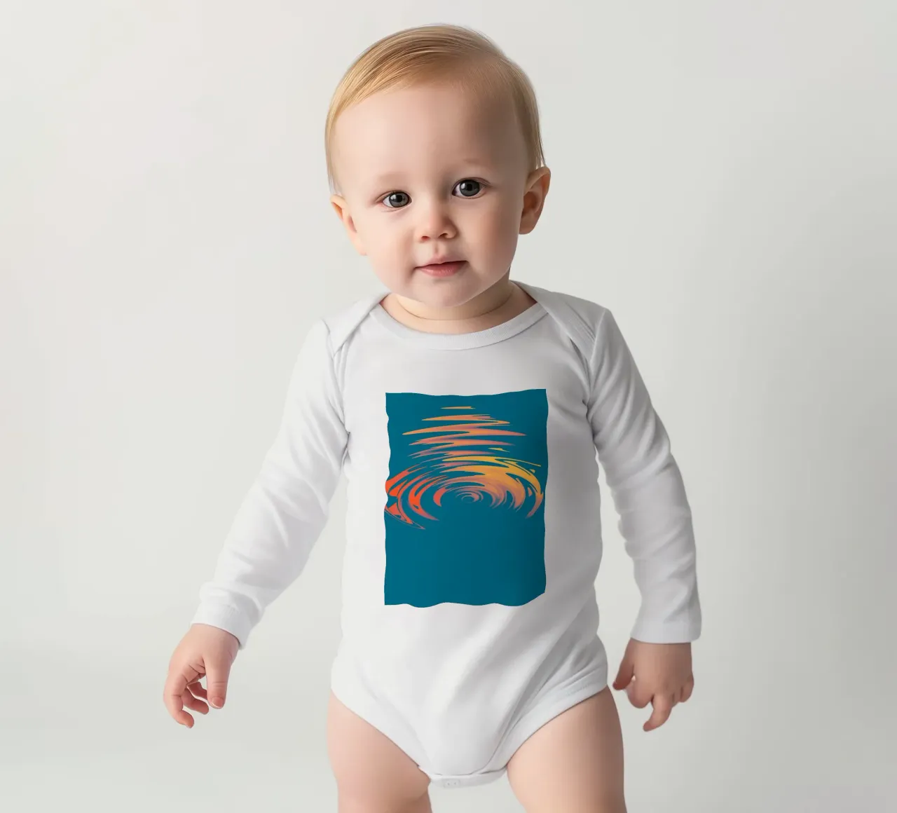 Motif dynamique abstrait d'ondes circulaires colorées body manches longues de Something for you